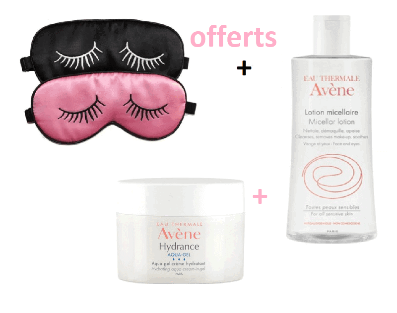 avene coffret aqua-gel 50 ml + un masque de nuit + lotion micellaire 100 ml