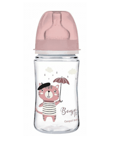 canpol babies biberon anti colique col large rose bonjour paris 240 ml
