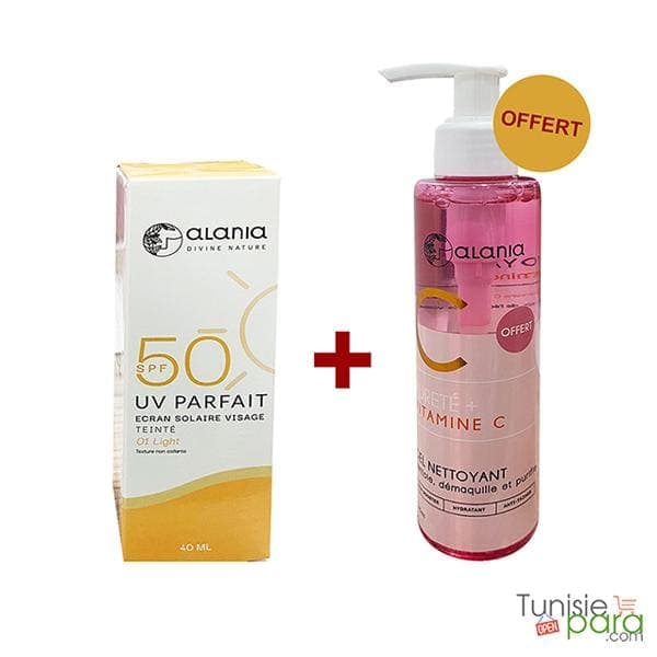 Alania pack ecran solaire visage uv parfait teinte 01 + gel nettoyant purete (OFFERT)