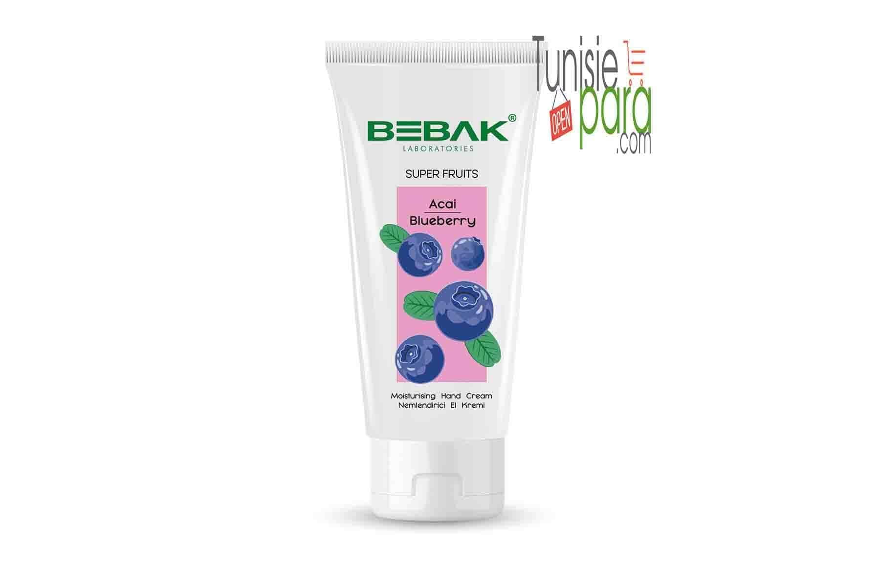 Bebak Crème pour les mains – Extrait d’Acai et de myrtille 40 ml