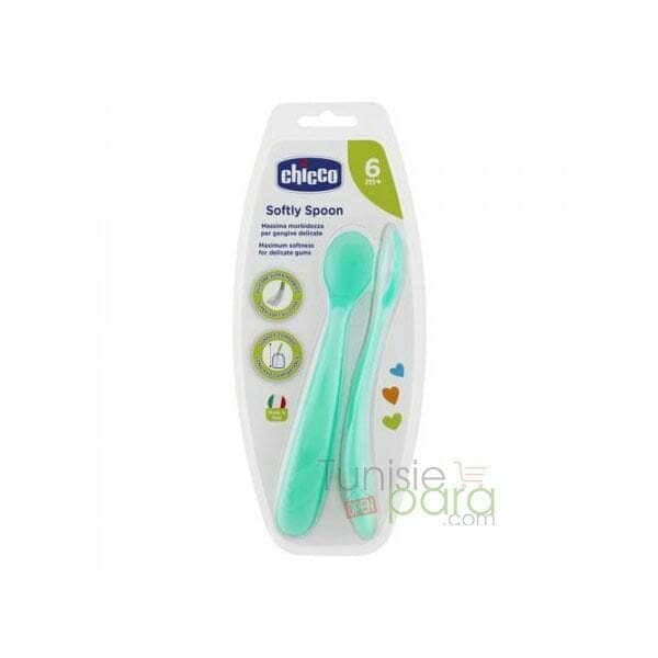 Chicco 2 cuillere silicone vert 6m+