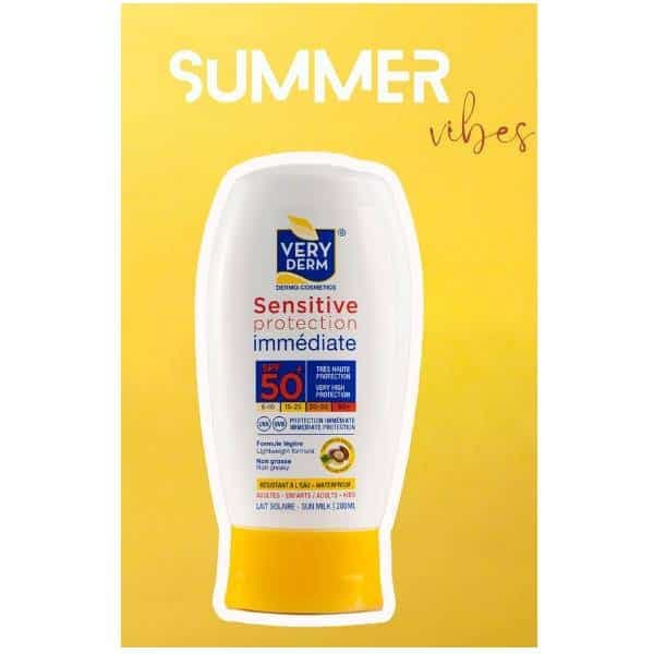 VERY DERM Lait solaire sensitive protection immédiate spf50+