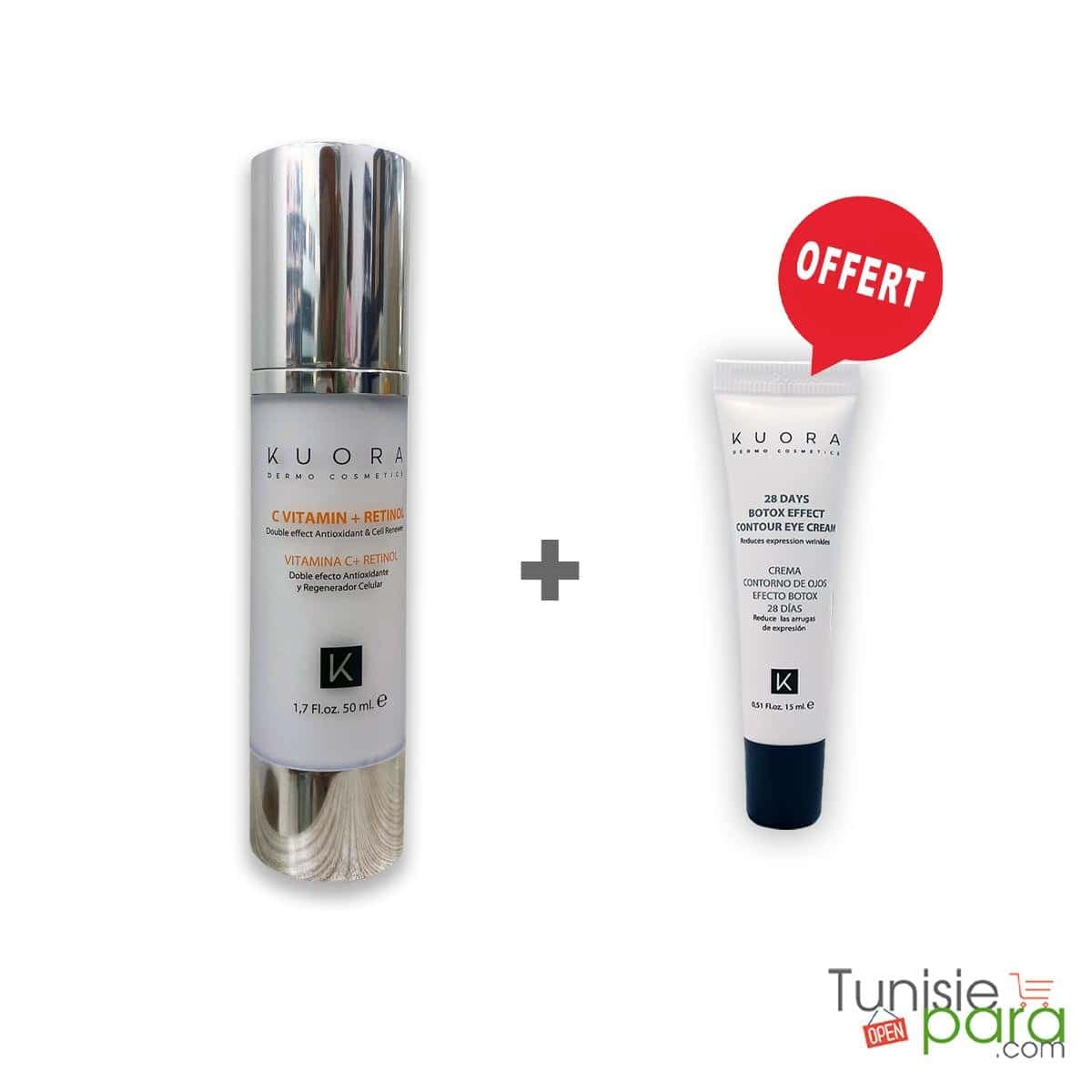 KUORA PACK Serum global vitamine C+retinol + Contour des Yeux Effet Botox