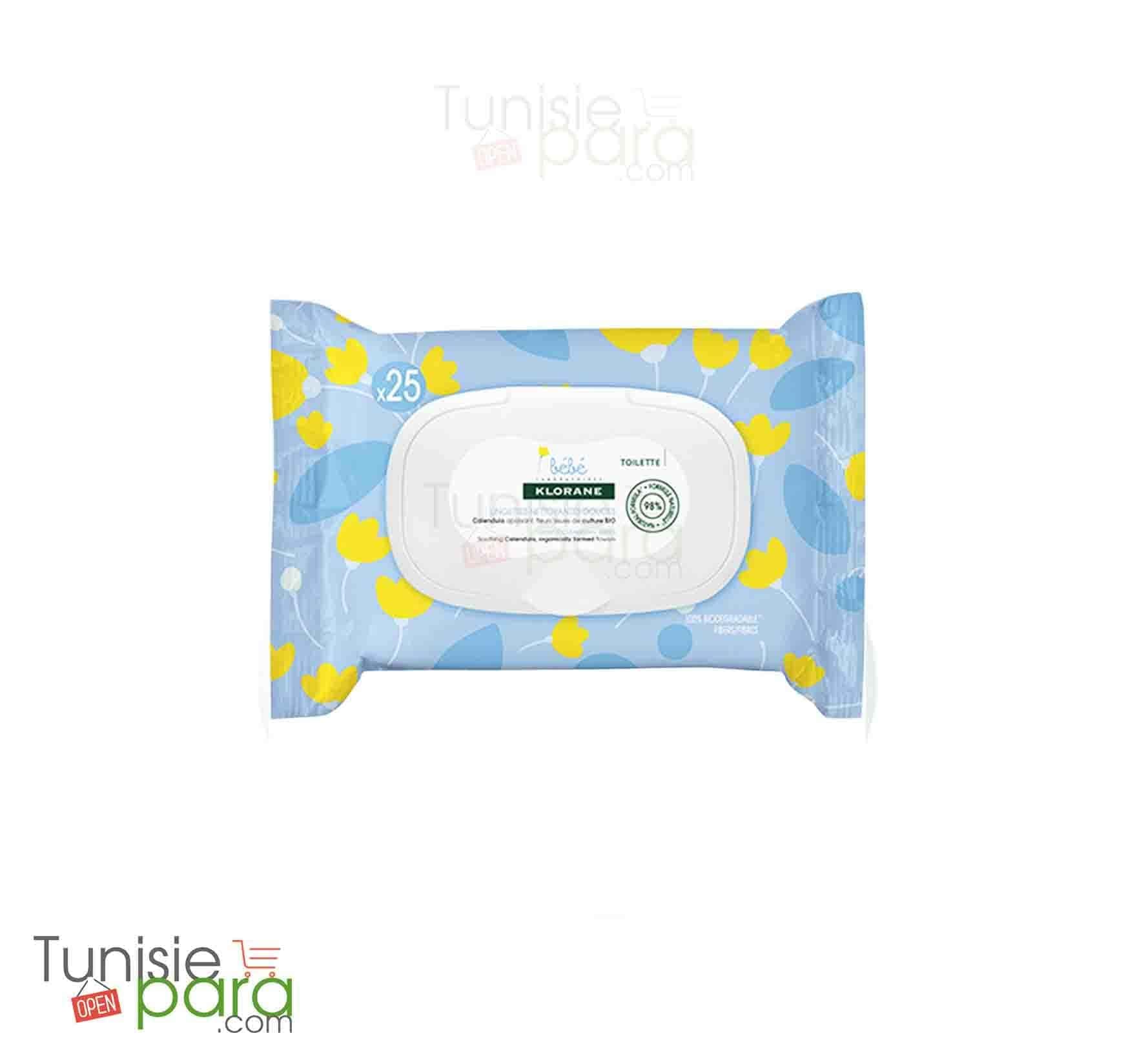 Klorane Bebe Lingettes nettoyantes au Calendula 25 pièces