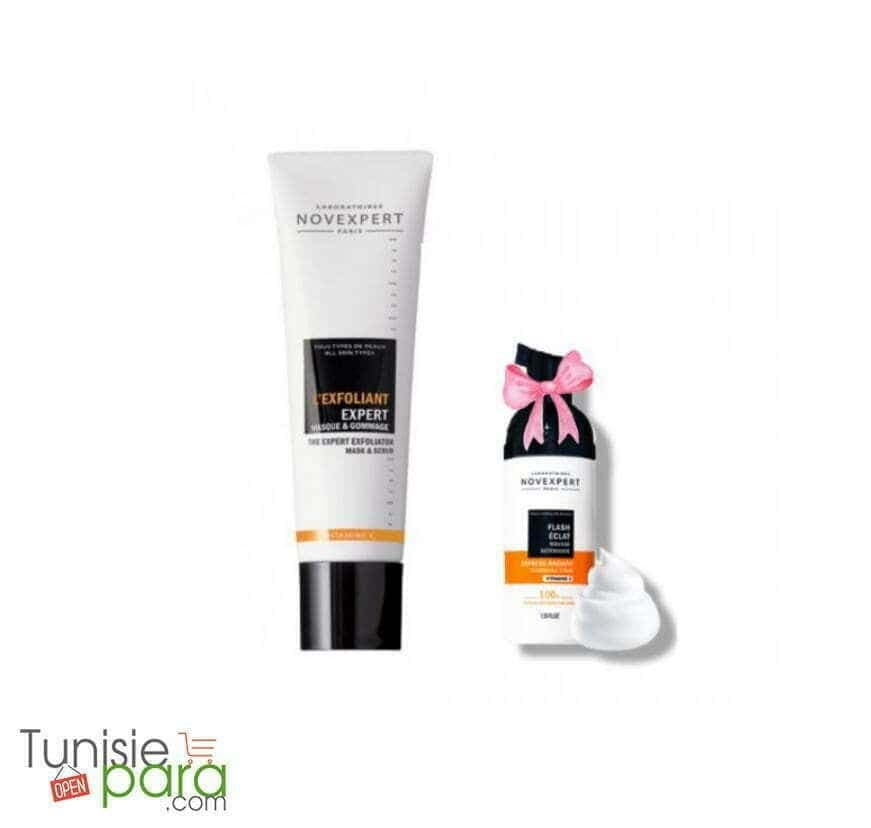 Novexpert pack exfoliant expert masque 50 ml +flash éclat mousse nettoyante 40ml (offert)