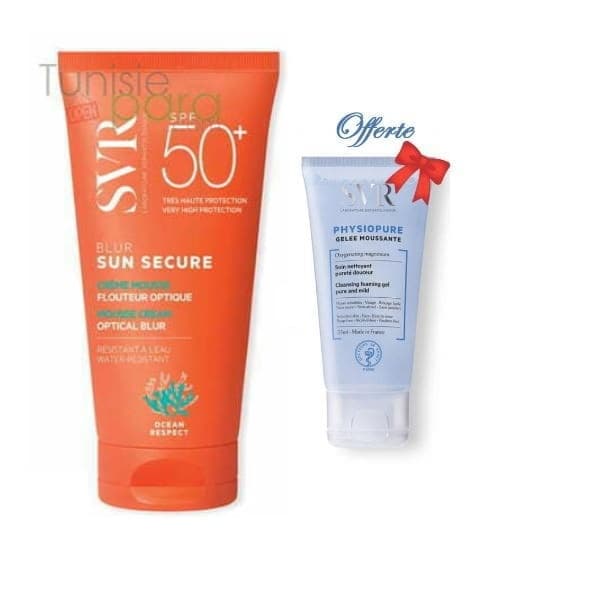 SVR pack blur teinte spf50 + physiopure gelee moussante 55ml offert