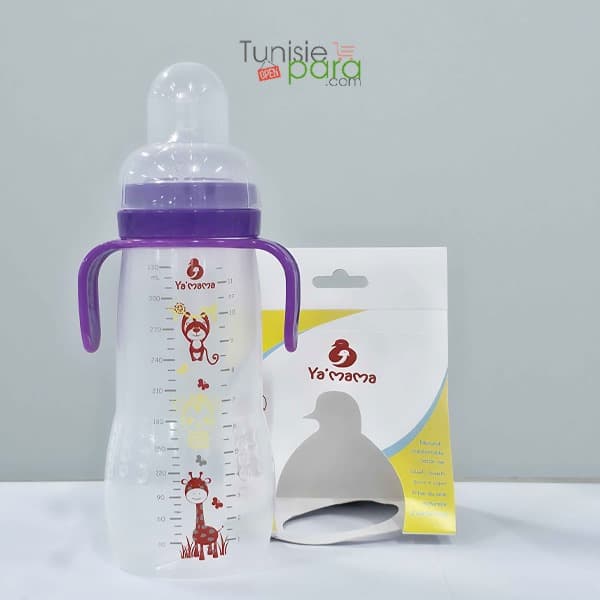 YA’MAMA biberon col large violet avec bras 330ml