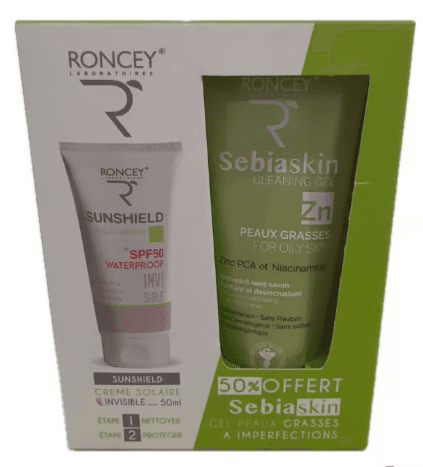Roncey Coffret Sunshield Invisible et Sebiaskin pour Peaux Grasses -50%