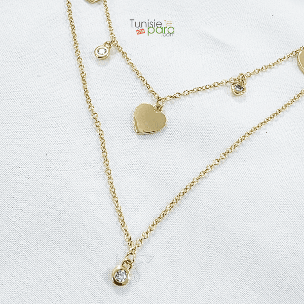 Collier Double Rang en Acier Inoxydable Doré