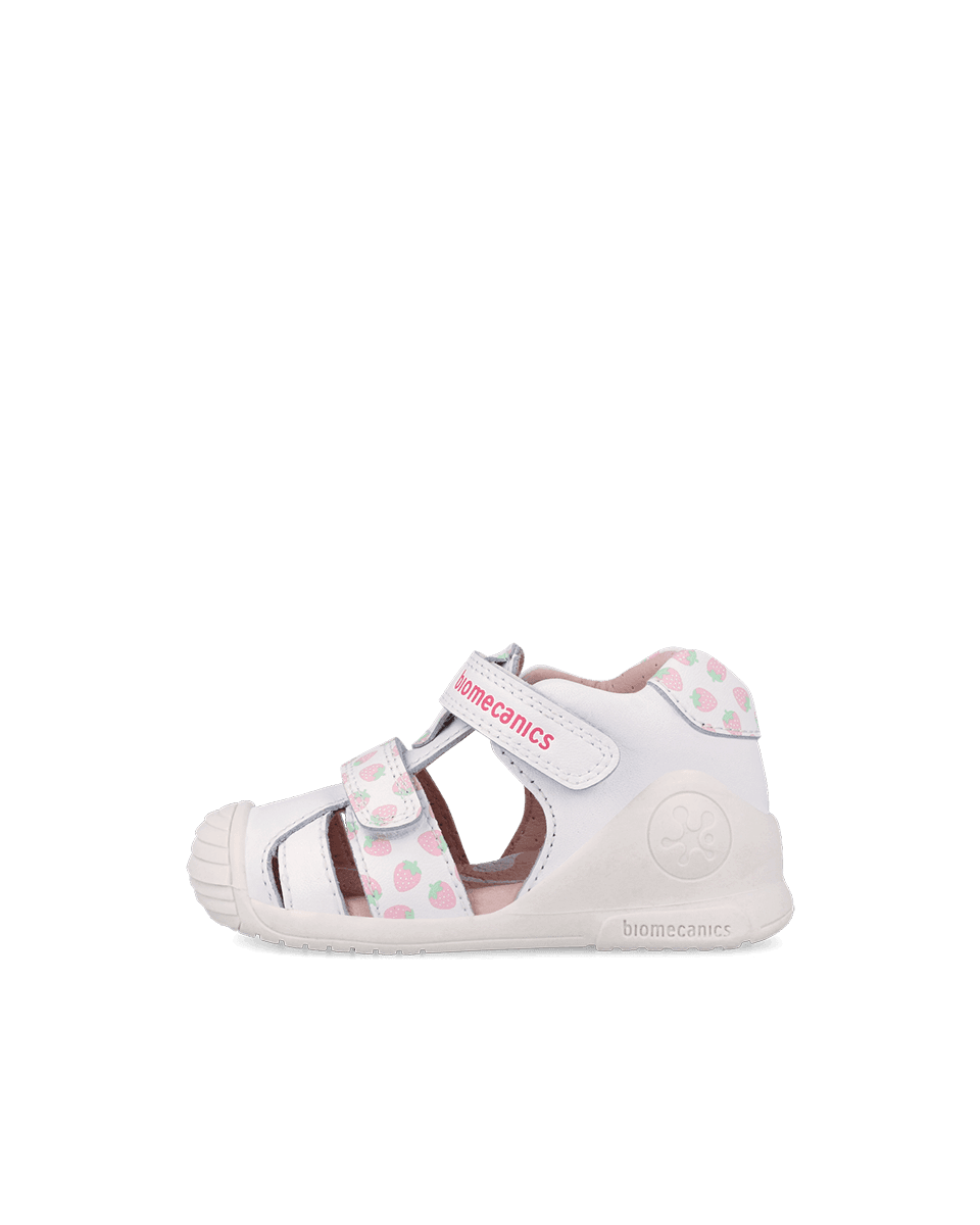 Sandales Premiers Pas – Cuir Blanc et Imprimé Fraises REF: 262107-B050
