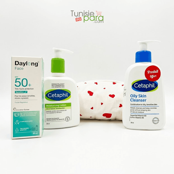 DAYLONG TROUSSE FACE SENSITIVE SPF50+CETAPHIL LOTION HYDRATANTE+LOTION NETTOYANTE (OFFERT)