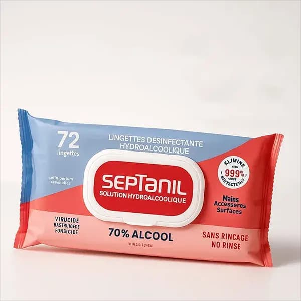 Septanil Lingettes Désinfectante Hydroalcoolique 70% Alcool B/72