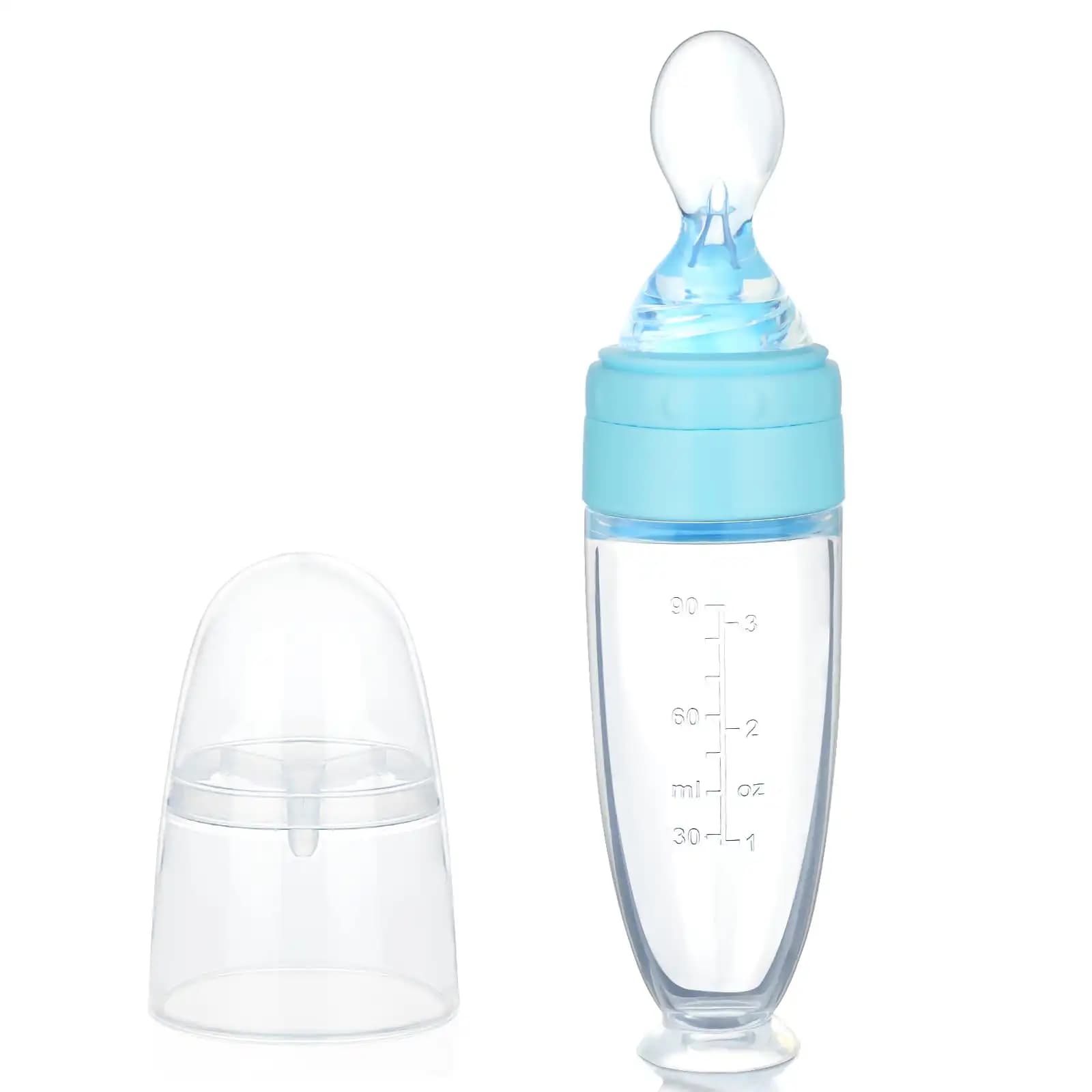 BABY PUR DISTRIBUTEUR D’ALIMENTS AVEC CUILLERE EN SILICONE BLEU 4M+ REF 71809
