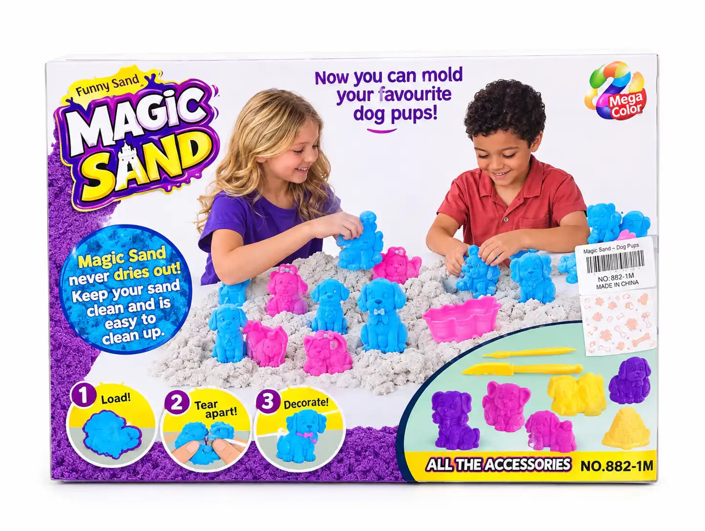 jouets : sable magic rose , bleu et gris