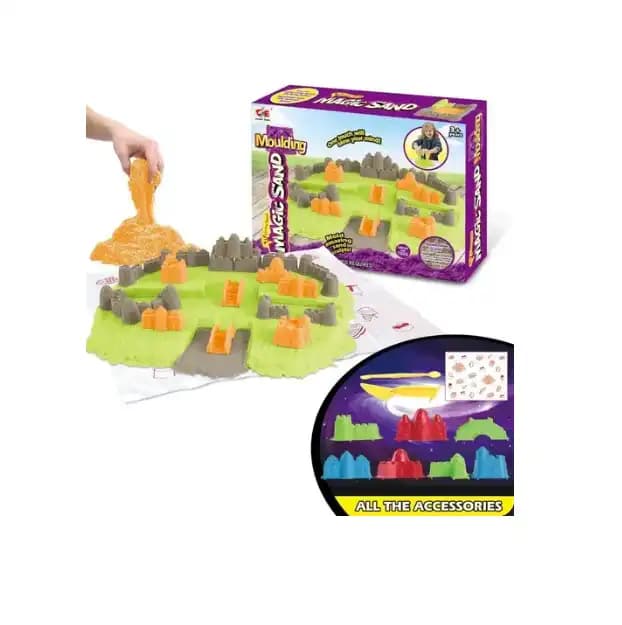 jouets : sable magic vert , orange et gris