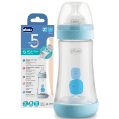 CHICCO BIB EN PLASTIQUE 240ML BLEU