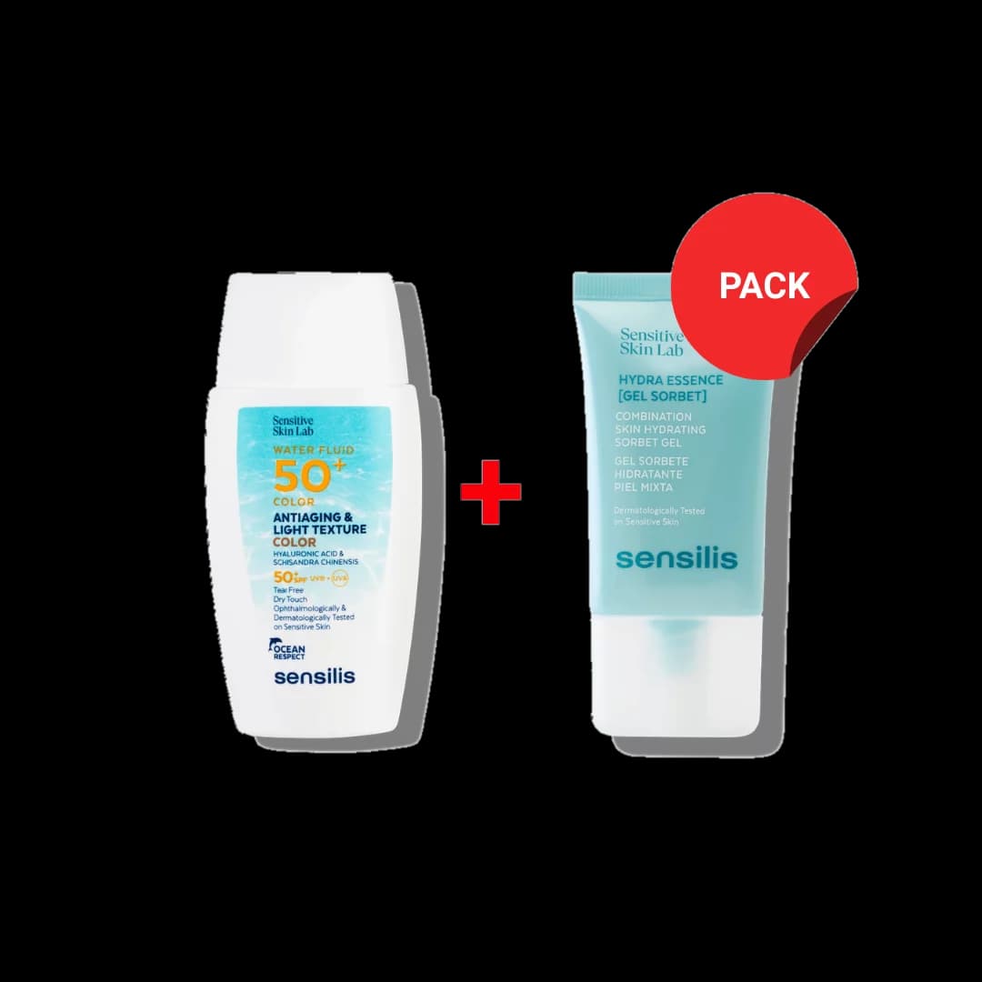 Pack Sensilis SPF 50+ Water Fluid Color + Crème Hydratante Sorbet Gel