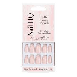 NAIL HQ COFFIN GLOSSY FRENCH NAILS