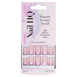 NAIL HQ SQUARE SORBET SWIRL NAILS