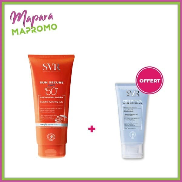 SVR SUN SECURE Lait Hydratant SPF50+ 250ml M + Gel Physiopure 55ml (Offert)