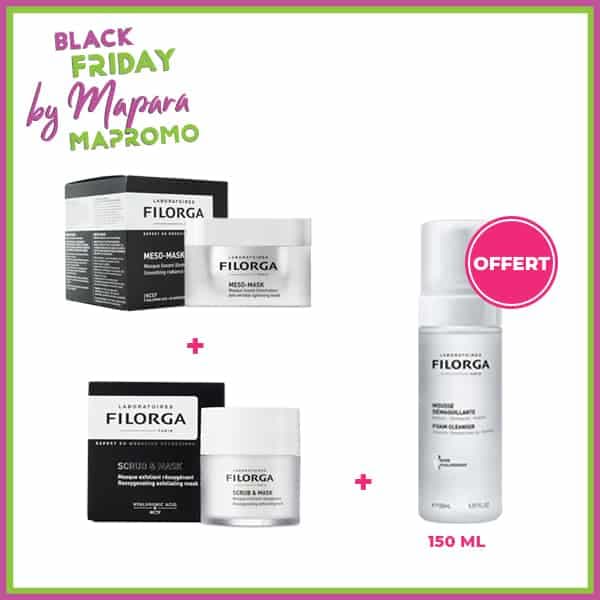 FILORGA Meso-mask Masque Lissant Illuminateur 50ml + FILORGA Scrub & Mask Masque Visage 55ml + FILORGA Mousse Demaquillante 150ml (Gratuit)