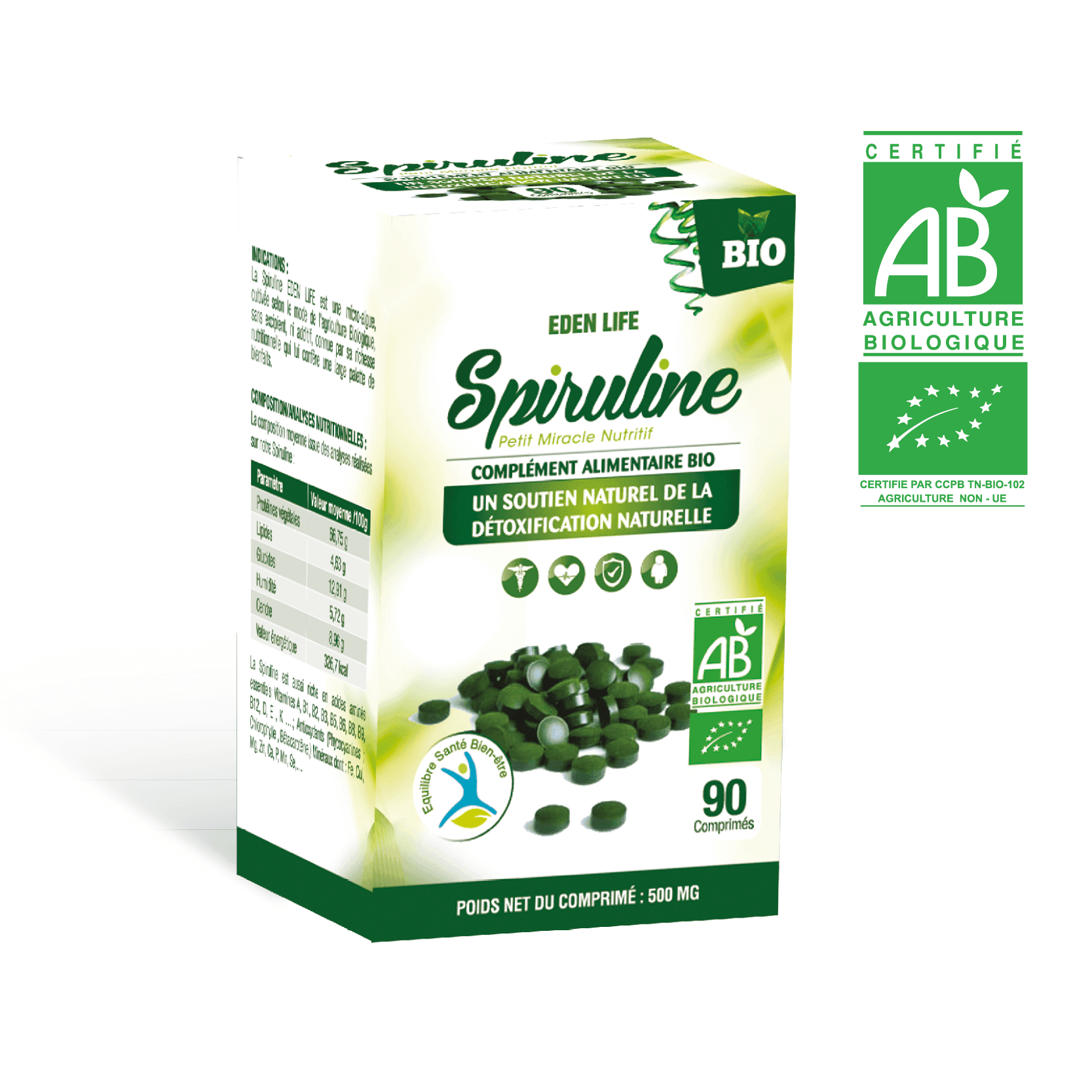 EDEN LIFE Spiruline Bio 90 Comprimes