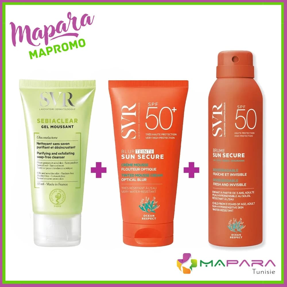SVR Trio Ecran + Brume + Gel Sebiaclear 55ml Offert