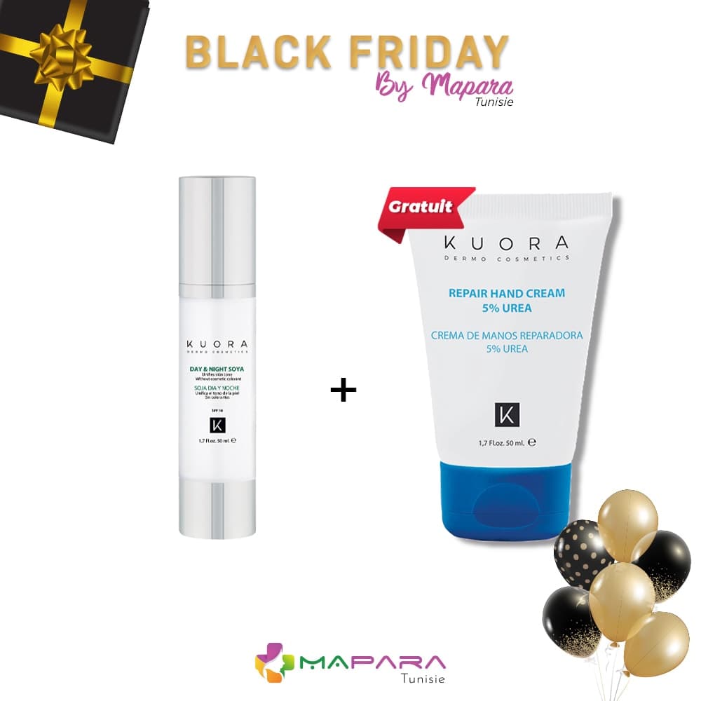 Kuora Fluid Soya Day Night 50ml + Crème Main 5% Urea 50ml (Offert)