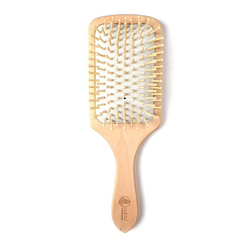 Azal Brosse Cheveux en Bois Carré Grand Modèle Blanc