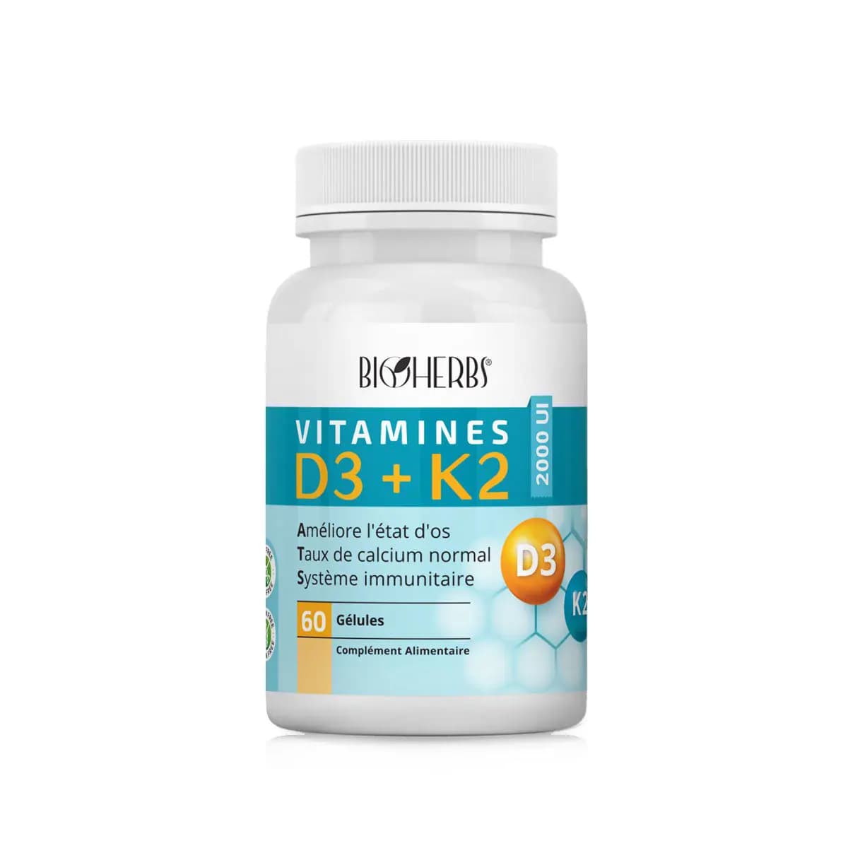 Bioherbs Vitamines D3+K2 60 gélules