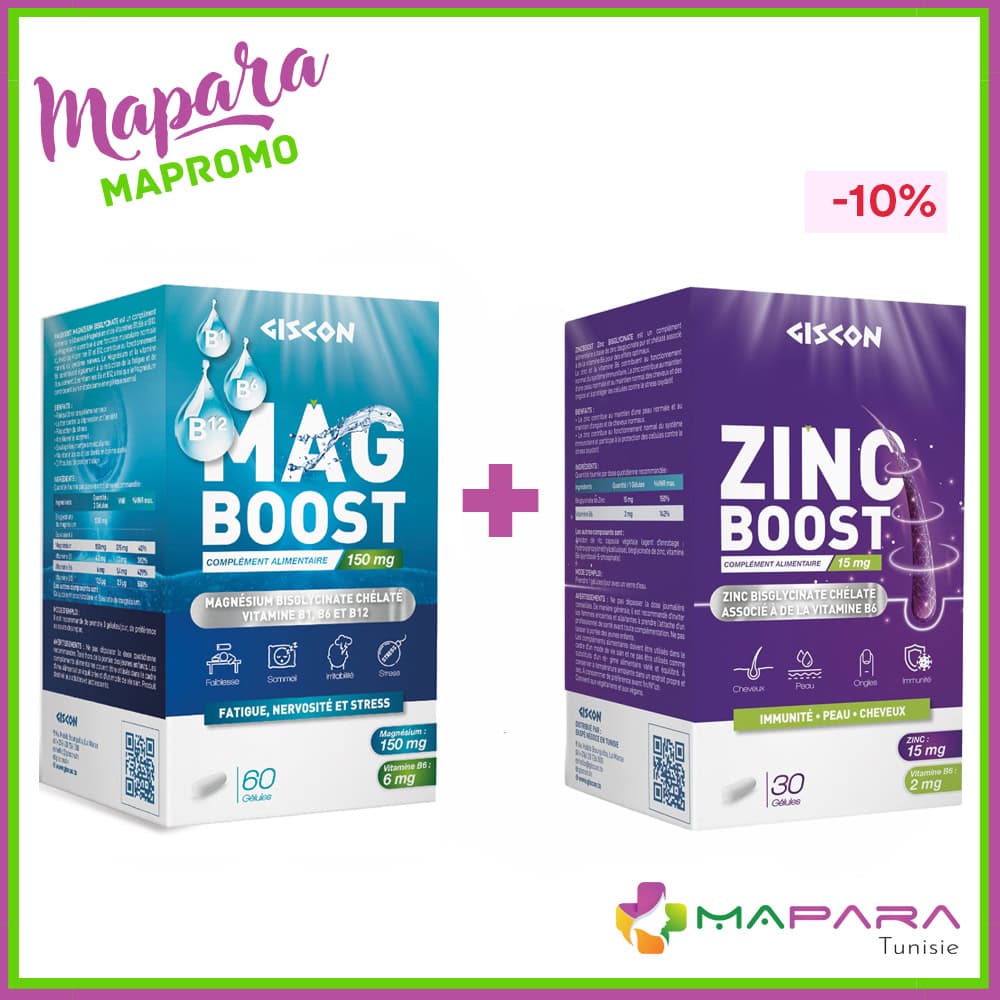 MagBoost Magnésium Bisglycinate 60 gélules + Zinc Boost Bisglycinate 30 gélules
