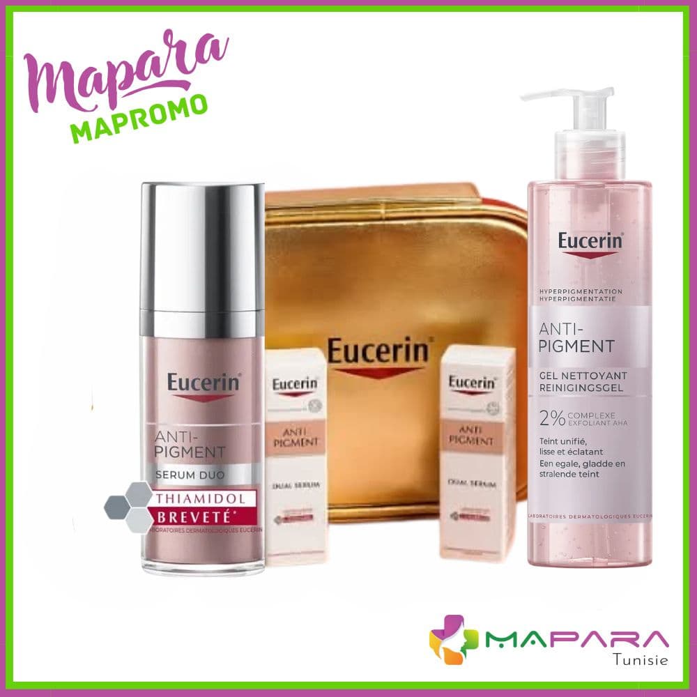 Eucerin Coffret Anti-pigment Gel Nettoyant 200ml + Sérum Duo 30ml + 2 Mini 7ml + Trousse