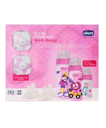 CHICCO COFFRET BIBERONS WELL BEING 7 ARTICLES Rose