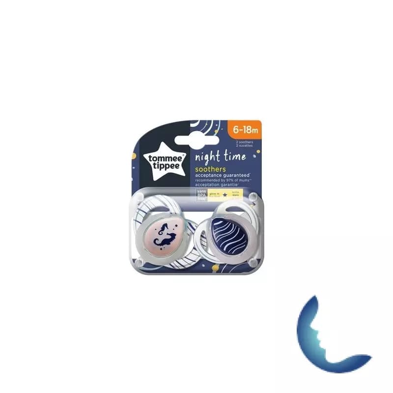 Tommee Tippee 2 Sucettes Night Time 6-18m