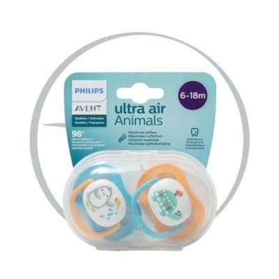AVENT 2 SUCETTES ULTRA AIR ANIMALS GARÇON 6–18 MOIS