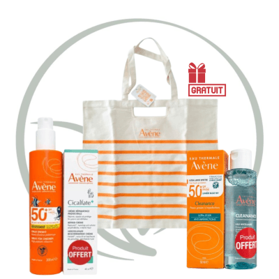 AVENE SPRAY ENFANT SPF50+ 200ML + CLEANANCE SPF50+ + CICALFATE CREME 40ML ET EAU MICELLAIRE 100ML ET SAC DE PLAGE (3 OFFERTS )