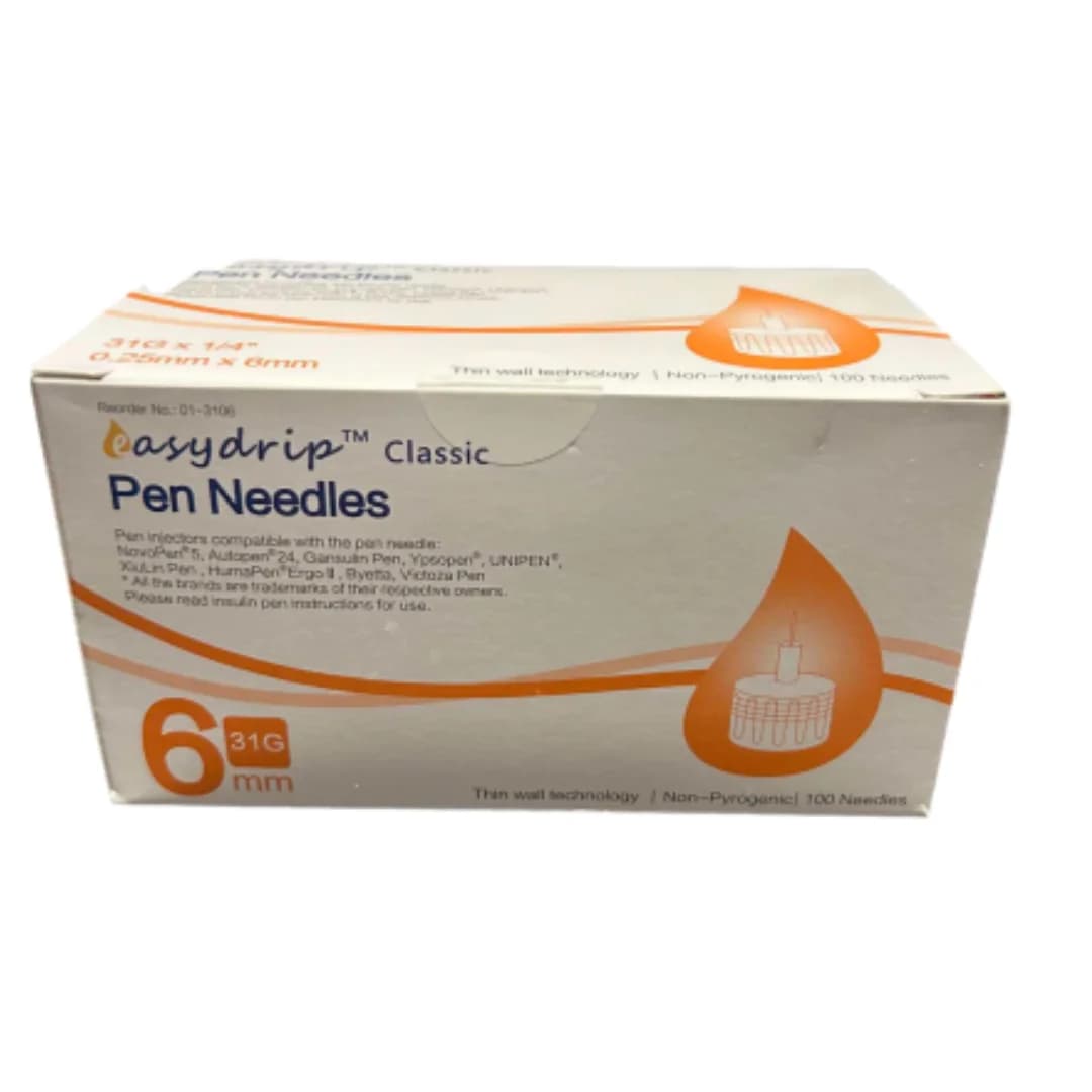 EasyDrip Aiguilles stylo à insuline 31G x 6 mm – 100 pièces