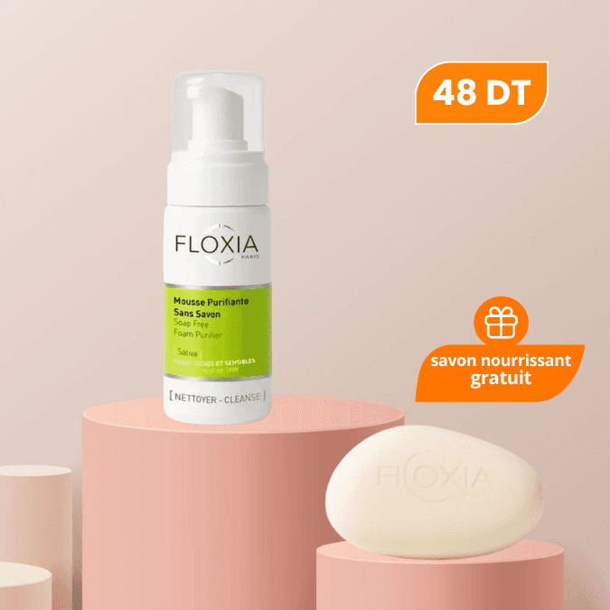 PACK FLOXIA MOUSSE PURIFIANTE PEAUX SECHES + SAVON NOURRISSANT GRATUIT