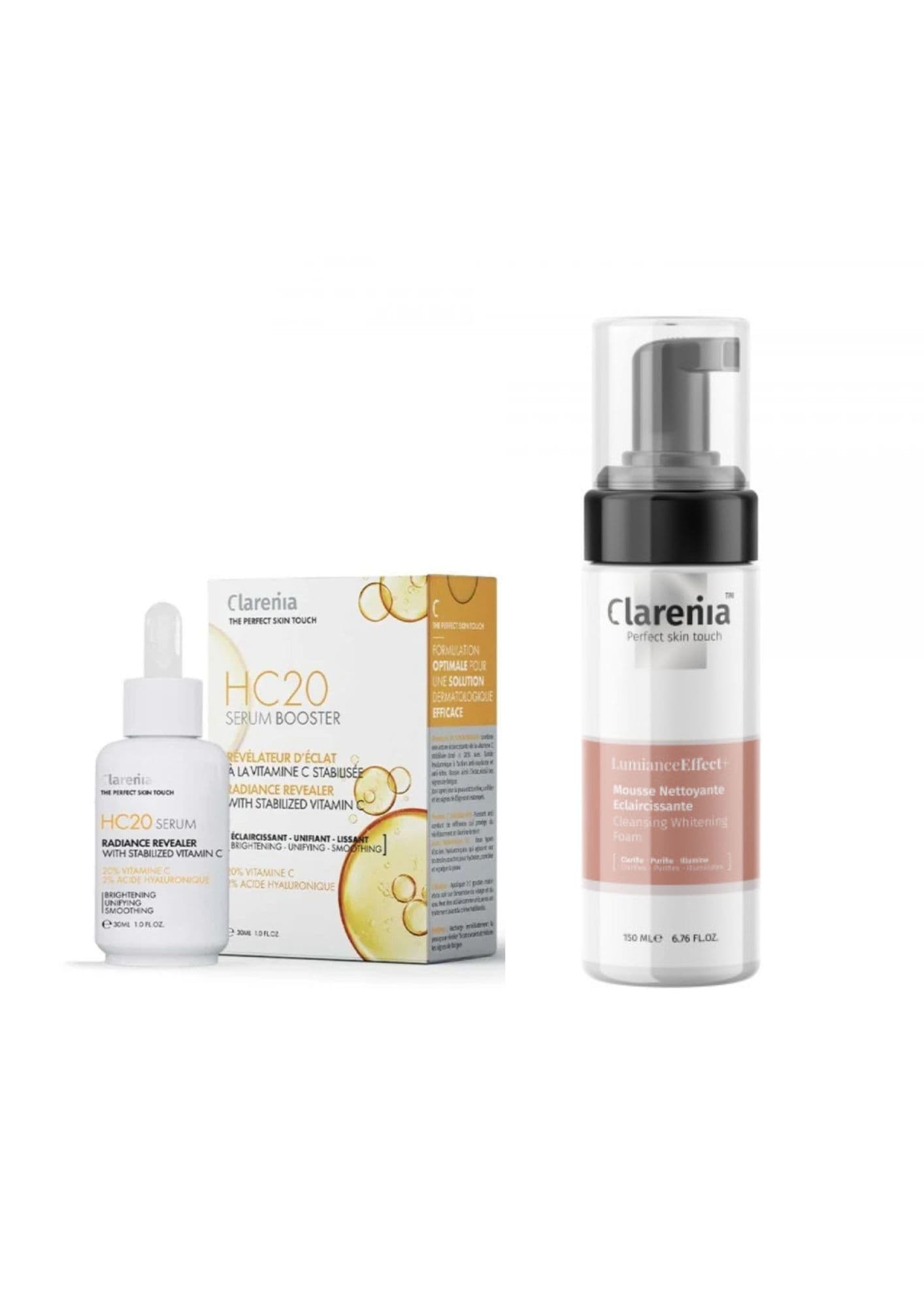 CLARENIA PACK SERUM BOOSTER HC20 30ML + MOUSSE NETTOYANTE ECLAIRCISSANTE 150ML (OFFERTE)