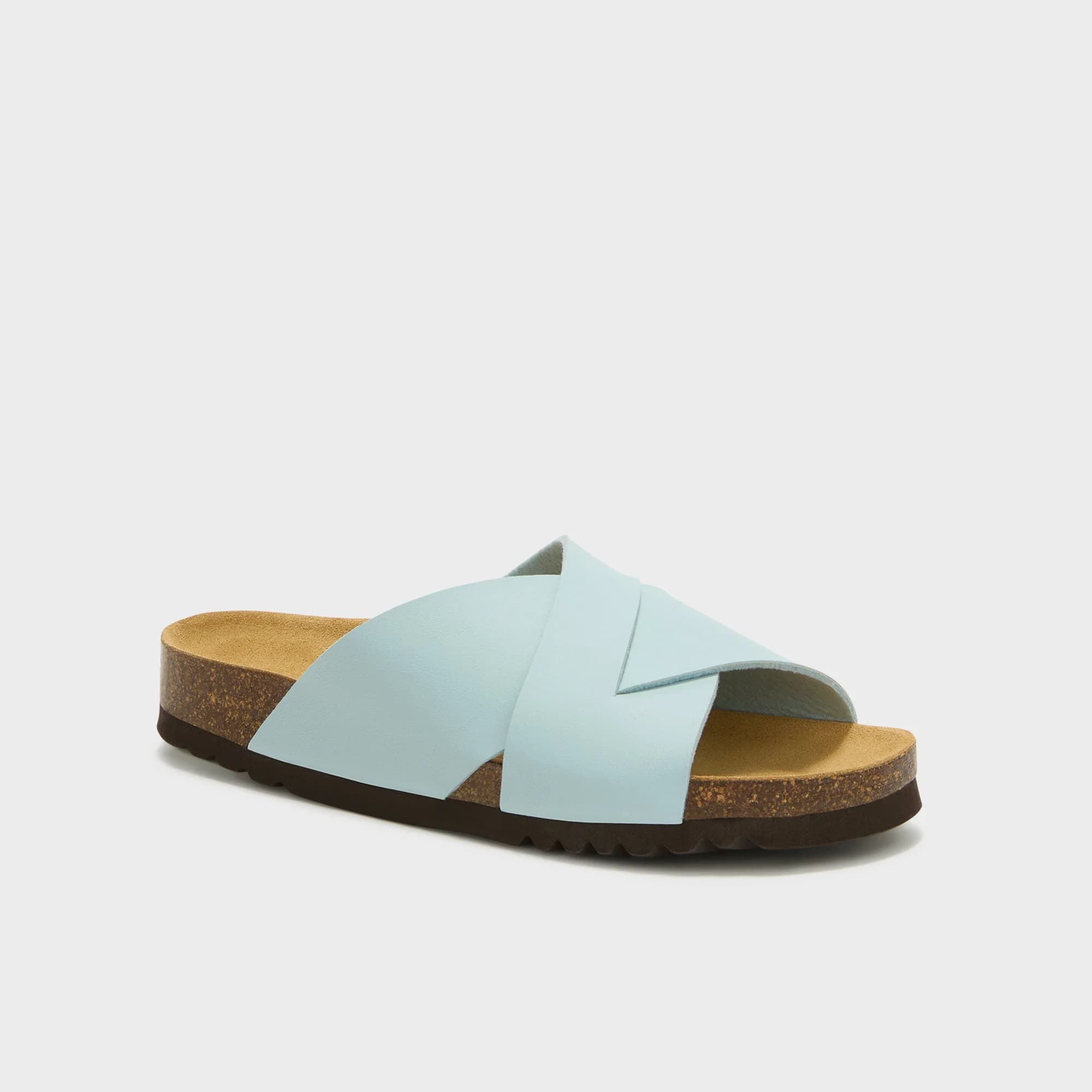 SCHOLL VIVIAN CROSS STRAP CORK SANDALS