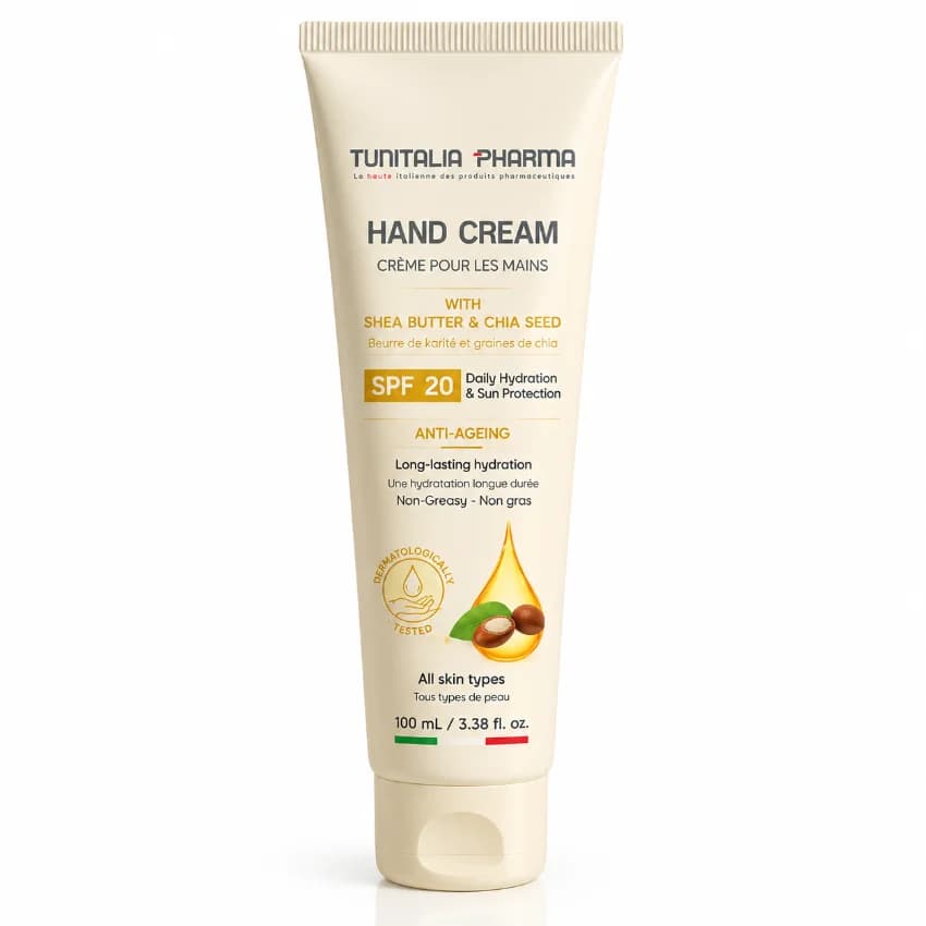 TUNITALIA Crème à Mains SPF 20 au Beurre de Karité 100 ml