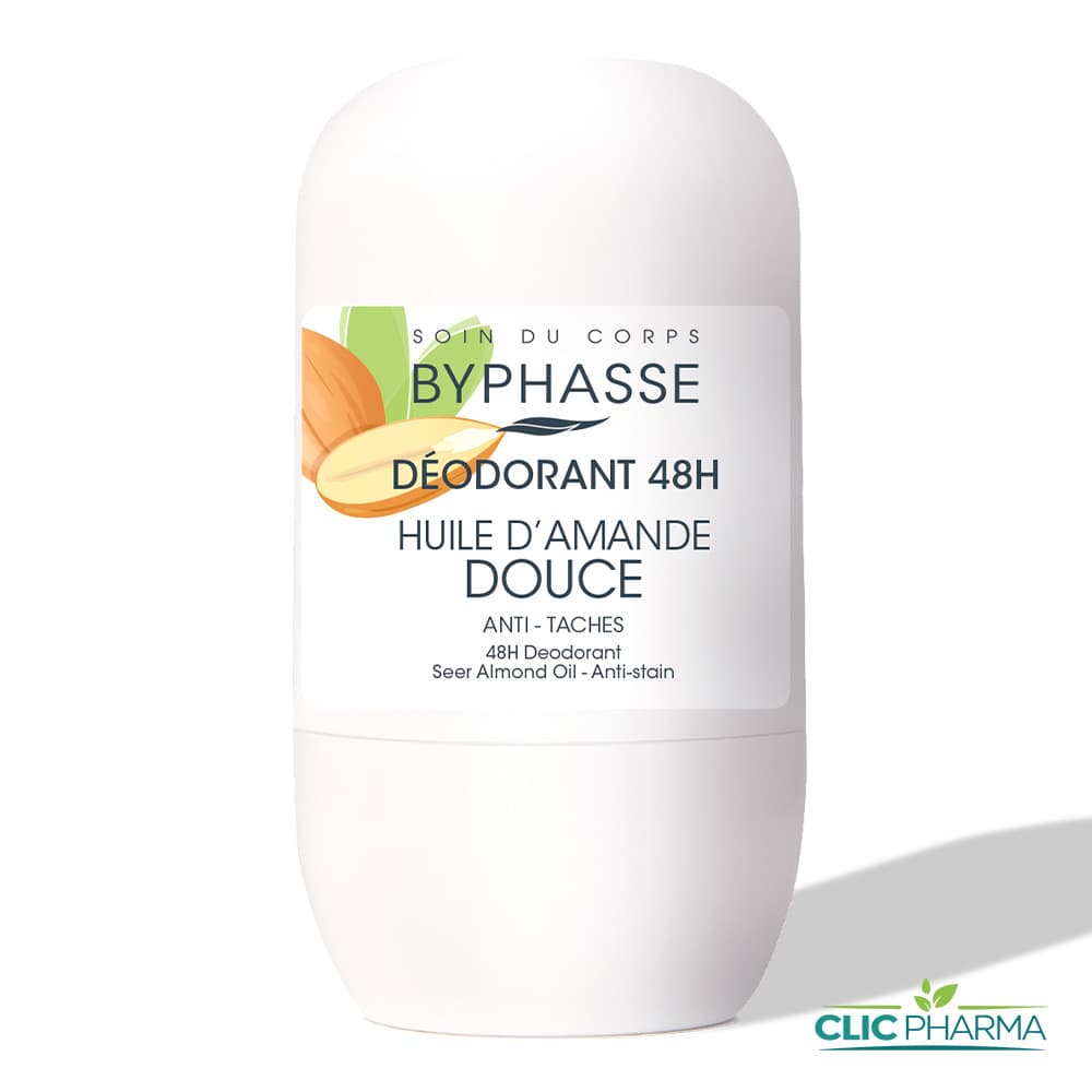 BYPHASSE DEODORANT ANTI-TACHES A L’HUILE D’AMANDE DOUCE 48H ROLL-ON 50ML