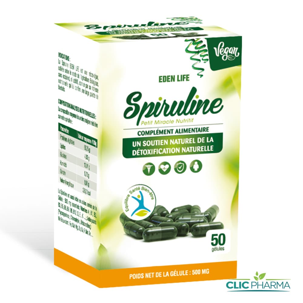 EDEN LIFE SPIRULINE 500MG (50 GELULES)