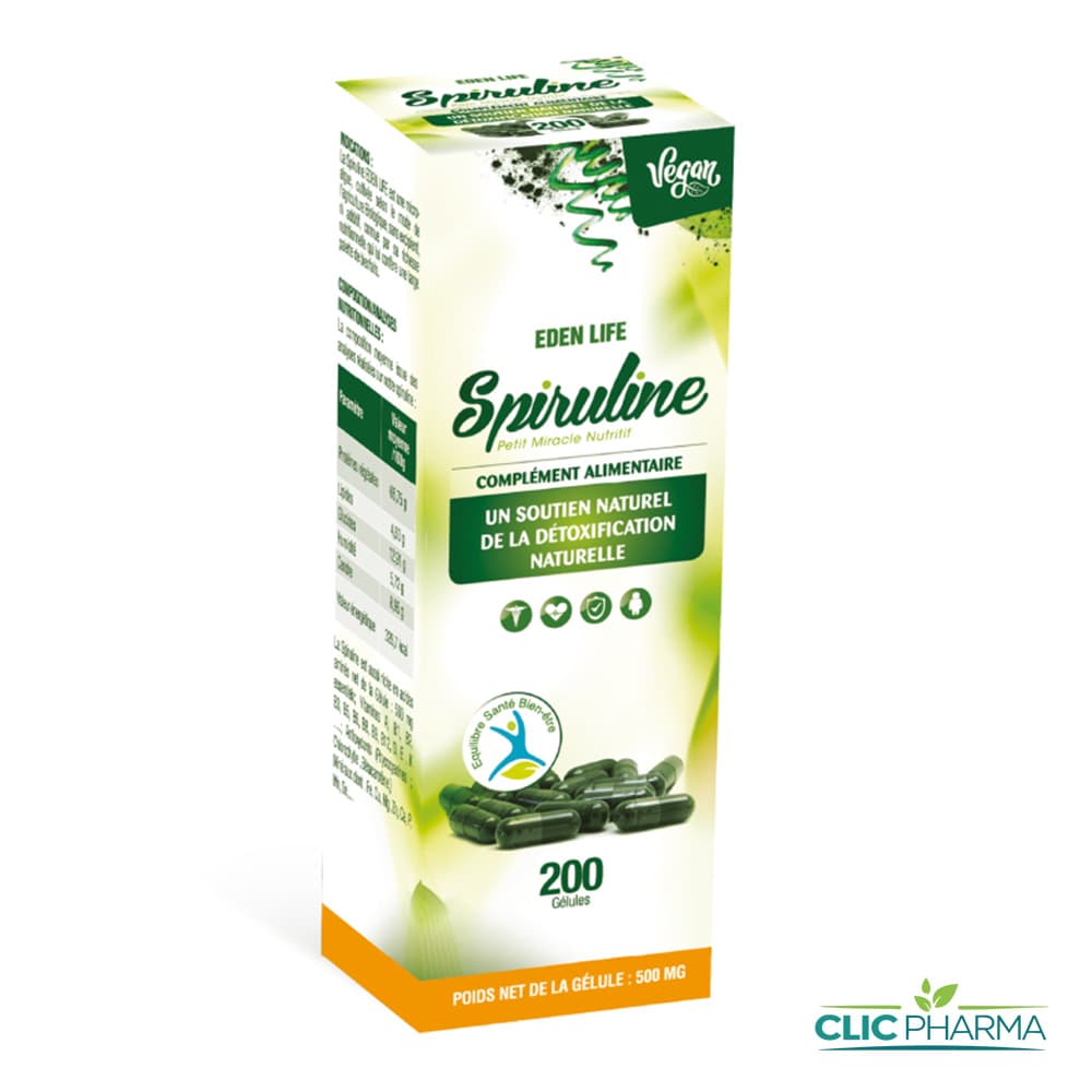 EDEN LIFE SPIRULINE 500MG (200 GELULES)