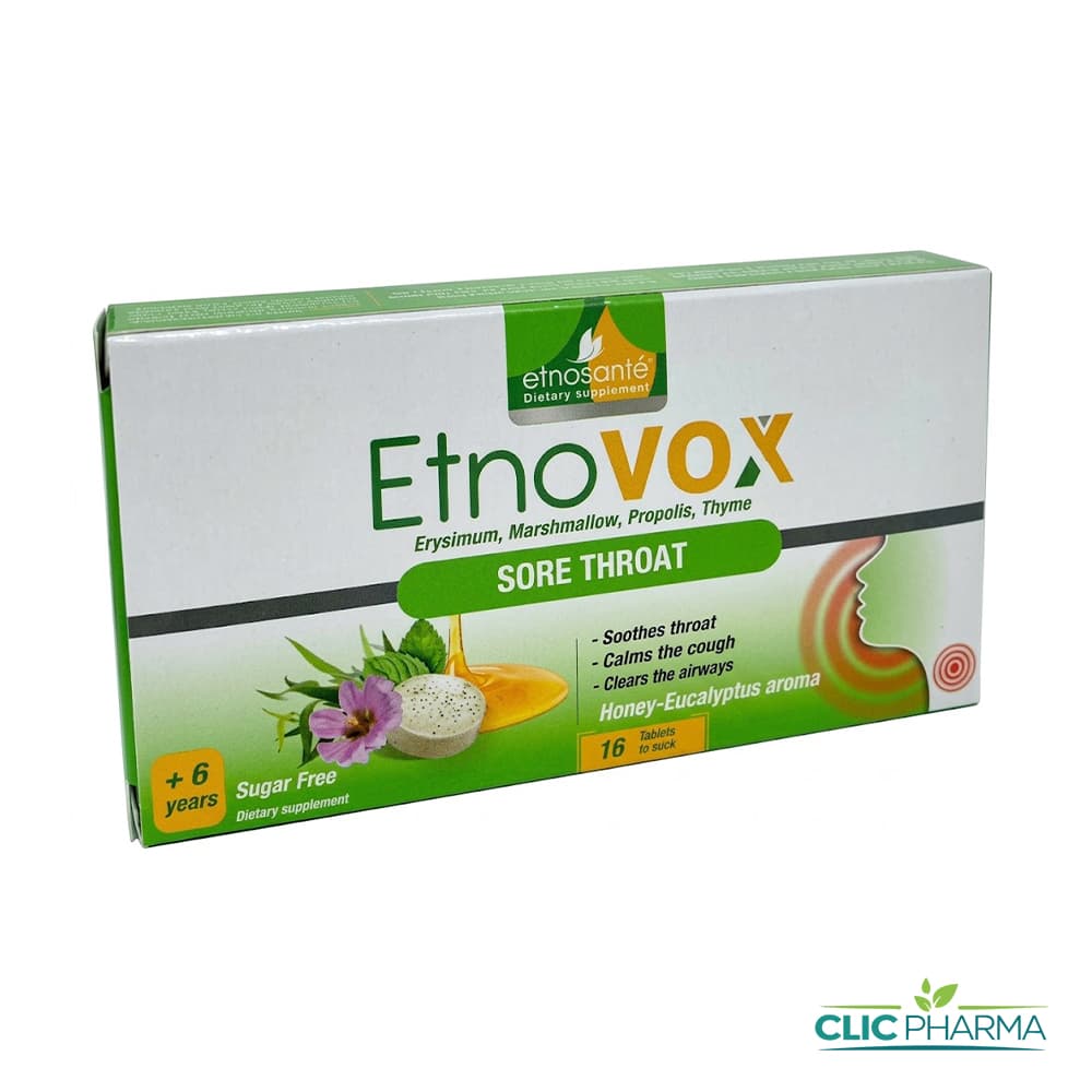 ETNO-VOX MAUX DE GORGE 6ANS+ MIEL EUCALYPTUS (16 COMPRIMES A SUCER)