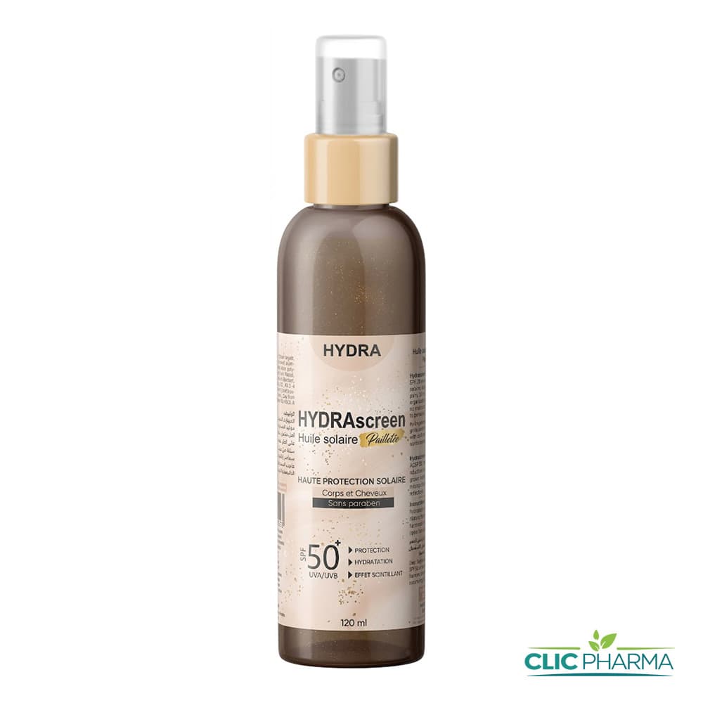 HYDRASCREEN HUILE SOLAIRE PAILLETEE SPF50+ CORPS ET CHEVEUX 120ML