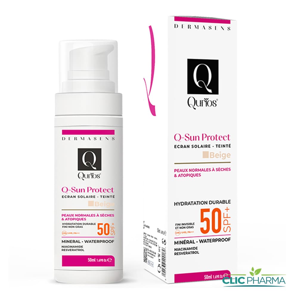 QURIOS Q-SUN PROTECT ECRAN TEINTE BEIGE PEAUX NORMALES A SECHES SPF50+ 50ML