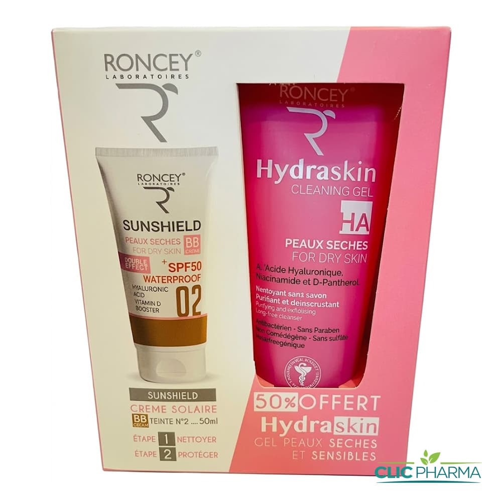 RONCEY COFFRET HYDRASKIN (GEL NETTOYANT 200ML (-50%) + SUNSHIELD BB SPF50+ 02 50ML)
