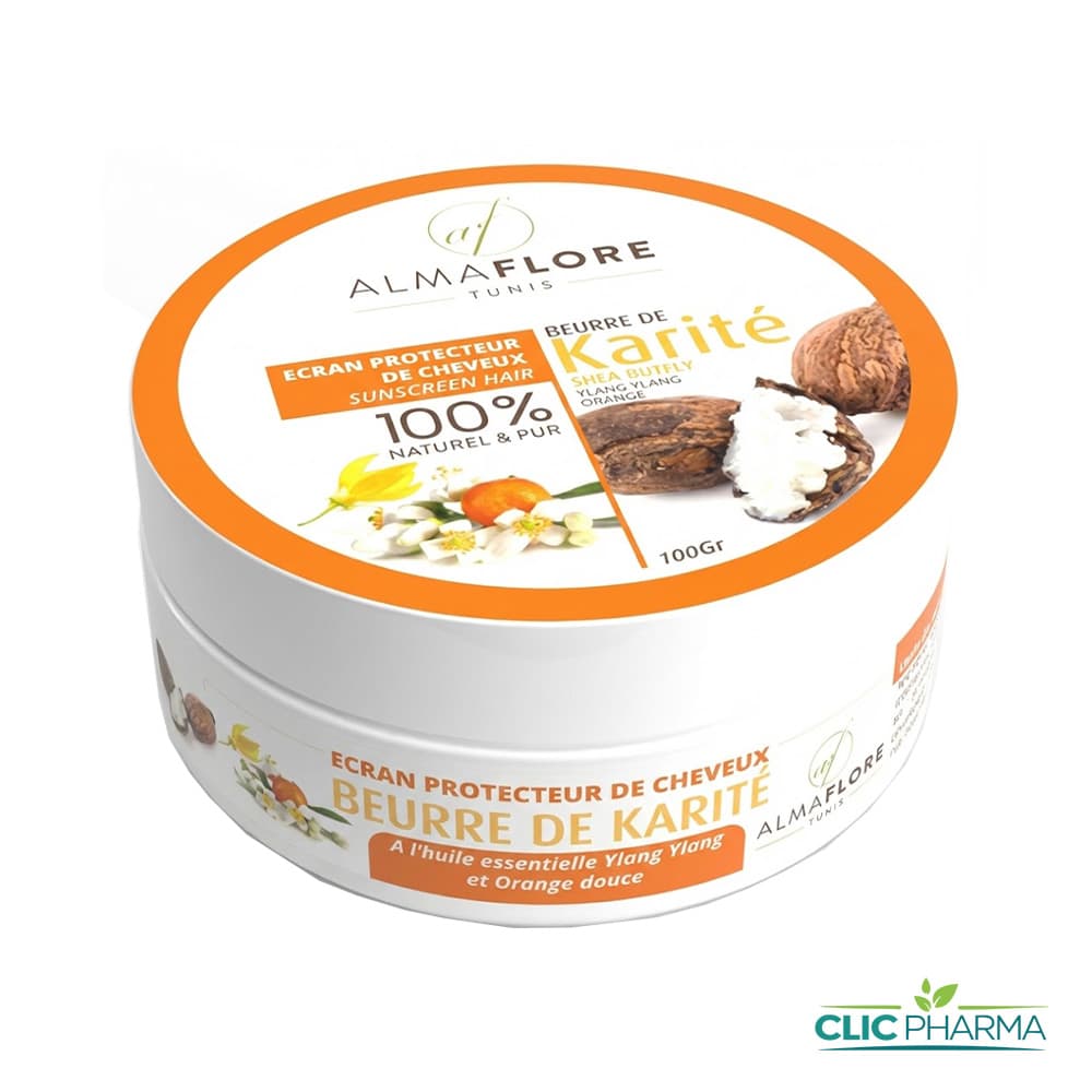 ALMAFLORE BEURRE DE KARITE ECRAN PROTECTEUR DE CHEVEUX 100g