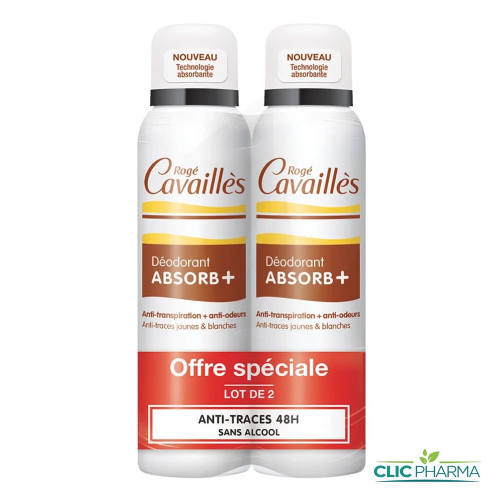 ROGE CAVAILLES DEODORANT ABSORB+ SPRAY 150ML LOT DE 2